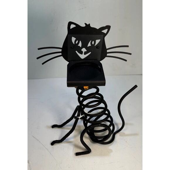 PartyLite STONES Candle Holder P8608 Metal Cat Skeleton Tea or Votive Halloween - Picture 5 of 10